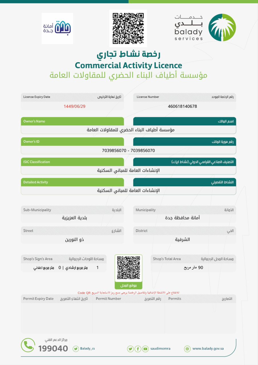رخصة نشاط تجاري